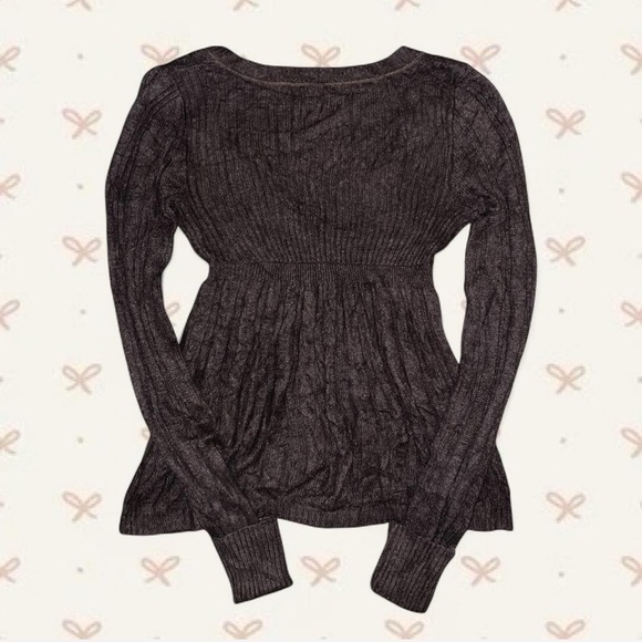 Rare Y2K Hollister Brown Babydoll Sweater-Size L - Picture 6 of 7